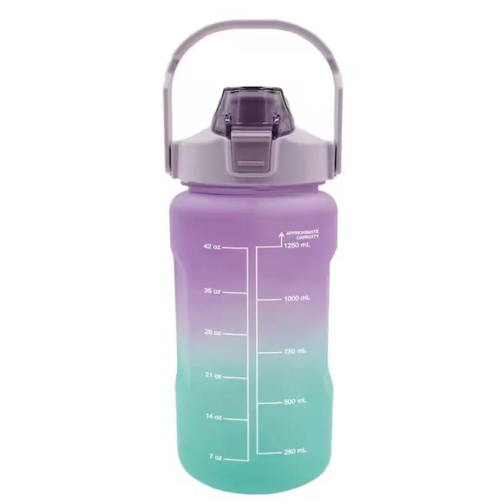 NEW Ombre Water Bottle with Hydration Measurement & Flip-Top Lid 48 oz